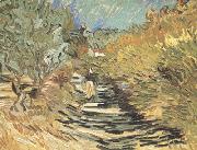 Vincent Van Gogh A Road at Sain-Remy with Female Figure (nn04) oil on canvas